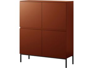 5905386049153 - Selsey - bemmi Highboard 4-türig 100 cm Ziegelrot mit Metallbeinen