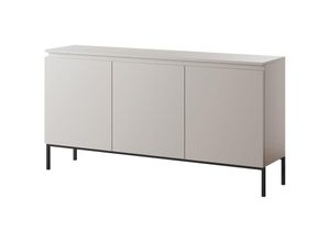 5905386049283 - Selsey - Bemmi - Sideboard Kommode 3-türig Beige mit schwarzen Beinen 150 cm