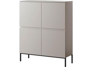 5905386049290 - Selsey - Bemmi - Highboard Hochkommode 4-türig Beige mit schwarzen Beinen 100 cm