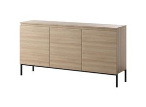 5905386049351 - Selsey BEMMI Sideboard 3-türig 150 cm Lindberg Eiche mit Metallbeinen