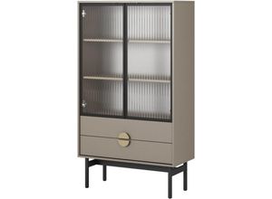 5905386057714 - Selsey Stoon - Vitrine mit drei Fächern und Schubladen 84 cm Beige