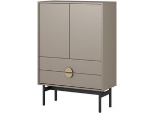 5905386057738 - Stoon - Highboard 2-türig mit 2 Schubladen Steingrau mit schwarzem Metallgestell 85 cm - Selsey