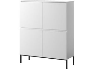 5905386066709 - Selsey - Bemmi - Highboard Hochkommode 4-türig Weiß mit schwarzen Beinen 100 cm