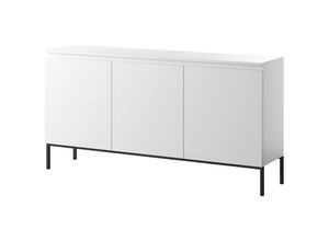 5905386066716 - Bemmi - Sideboard Kommode 3-türig Weiß mit schwarzen Beinen 150 cm - Selsey