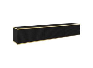 5905386075831 - Mucalma - TV-Element mit geriffelten Fronten hängend Schwarz   Gold 175 cm - Selsey