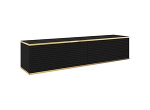 5905386075879 - Mucalma - TV-Element mit geriffelten Fronten hängend Schwarz   Gold 135 cm - Selsey