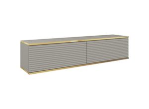 5905386075886 - Mucalma - TV-Element mit geriffelten Fronten hängend Grau   Gold 135 cm - Selsey