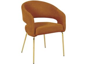 5905386076159 - Selsey - borrica - Polsterstuhl Esszimmerstuhl mit goldenen Metallbeinen Kupferbraun