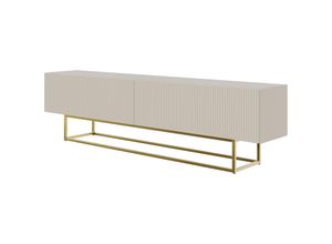 5905386080767 - Selsey - veldio - TV-Schrank Graubeige Taupe mit goldenem Metallgestell 175 cm