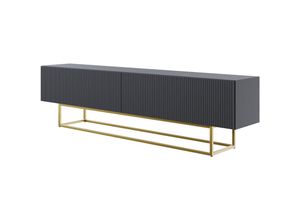 5905386080781 - Selsey - veldio - TV-Schrank Schwarz mit goldenem Metallgestell 175 cm