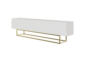 5905386080804 - Selsey VELDIO - TV-Schrank Weiß mit goldenem Metallgestell 175 cm