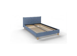 5905515795043 - S-style Möbel - Polsterbett 140x200 Volker Blau Boucle Stoff Füße aus Massivholz