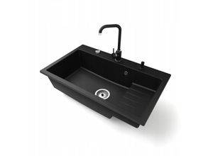 5905529927713 - Granit-Spüle in Schwarz ein Becken großer Abtropfbereich