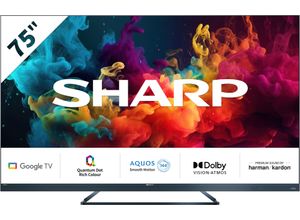 5905683270212 - E (A bis G) SHARP LED-Fernseher SHARP 75FQ5EG Quantum Dot Google TV 189 cm (75 Zoll) 4K Ultra HD QLED Fernseher Quantum Dot QLED Dolby Atmos Dolby Vision HDMI 21 mit eARC schwarz LED Fernseher