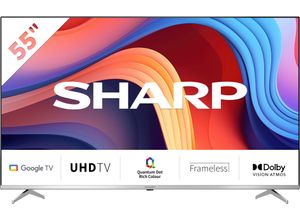 5905683270229 - G (A bis G) SHARP QLED-Fernseher SHARP 55GP6260E Quantum Dot Google TV 139 cm (55 Zoll) 4K Ultra HD Fernseher Quantum Dot QLED Dolby Atmos Dolby Vision HDMI 21 mit eARC silberfarben (silber) LED Fernseher Bestseller