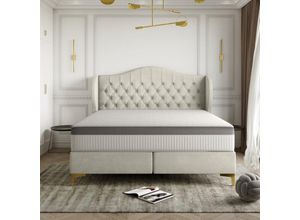 5905815184066 - Möbel Massives Bett mit Taschenmatratze und Kokosnuss legend Creme 160x200 cm - Kaiser