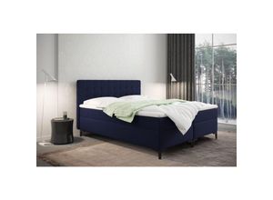 5905815184493 - Boxspringbett mit bettkasten und matratze Denver stoff Muna Marineblau 120x200 cm