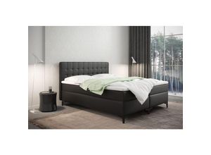 5905815185315 - Boxspringbett mit bettkasten und matratze Denver Kunstleder Schwarz 140x200 cm