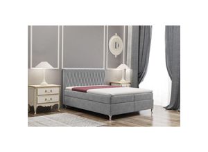 5905815185858 - Boxspringbett mit bettkasten matratze kate stoff Monolith Hellgrau 200x200 cm