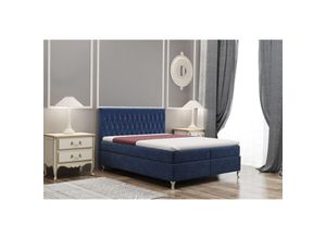 5905815185865 - Boxspringbett mit bettkasten matratze kate stoff Monolith Marineblau 120x200 cm