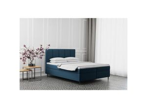 5905815185964 - Boxspringbett mit bettkasten matratze adel stoff Monolith Marineblau 120x200 cm