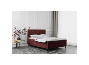 5905815186015 - Boxspringbett mit bettkasten matratze adel stoff Monolith Rotwein 120x200 cm