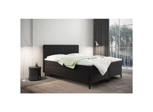 5905815186749 - Boxspringbett mit bettkasten und matratze Denver stoff Muna Schwarz 140x200 cm