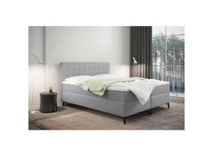 5905815186831 - Boxspringbett mit bettkasten und matratze Denver Kunstleder Grau 120x200 cm