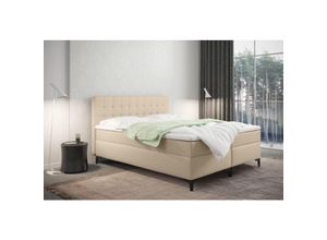 5905815186930 - Boxspringbett mit bettkasten und matratze Denver Kunstleder Beige 120x200 cm