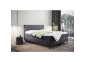 5905815186992 - Boxspringbett mit bettkasten und matratze Denver Kunstleder Graphit 140x200 cm