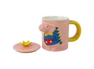 5905884452981 - Rosa Dinosaurierbecher mit Deckel Dinosaurier 400 ml