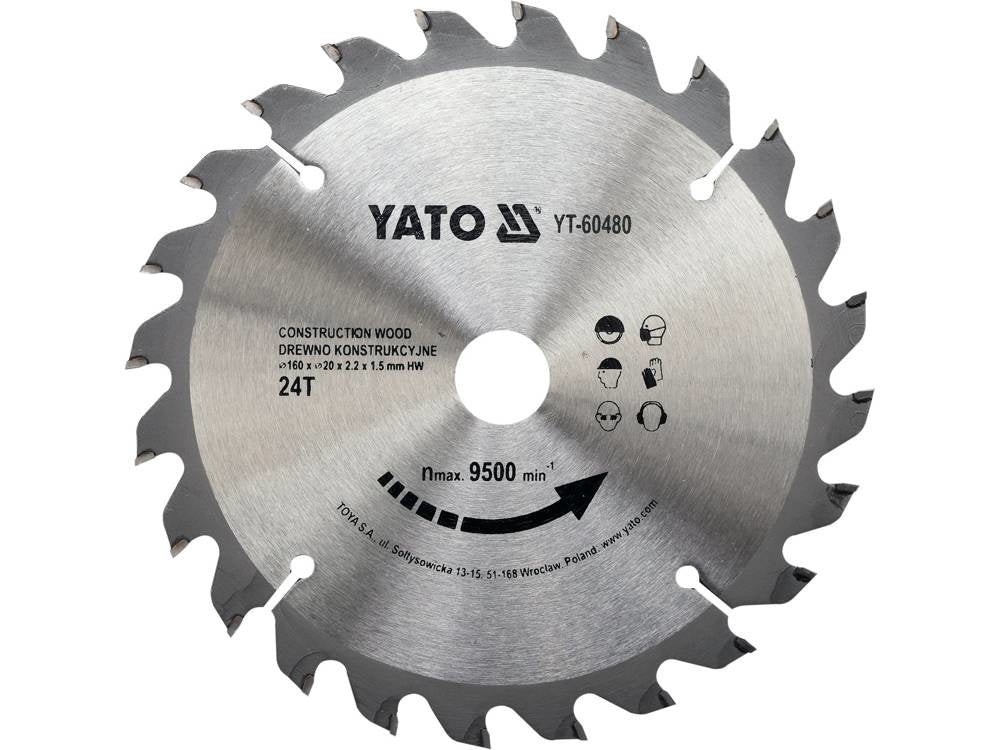 5906083604805 - Yato - Kreissägeblatt Ø160 mm - 24T - Innendurchmesser 20 mm