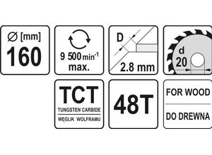 5906083960581 - Yato - Kreissägeblatt Sägeblatt Holzsägeblatt 160 x 20 mm 48 Zähne