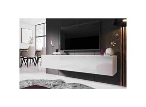 5906601402722 - Lowboard rtv zarto 160 weiß weiß TV-Schrank 160 cm frei oder Wandmontage - Weiß - Furnix