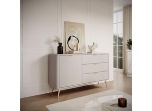 5906601403194 - Kombi-Kommode Katine 138 Sideboard mit Schubladen und Tür Beige - Furnix