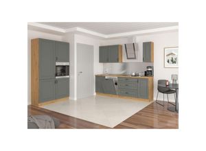5906601404610 - Küchenmöbel-Set Küchenzeile Ariatte 230x120 cm mit Hängeschränken Dunkelgrau Artisan - Furnix 5906601404610 - Küchenmöbel-Set Küchenzeile Ariatte 230x120 cm mit Hängeschränken Dunkelgrau Artisan - Furnix