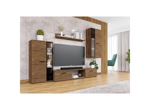 5906601405334 - Mediawand Melides Wohnwand 4-teilig mit led 240 x 180 x 402 cm Eiche Lefkas - Furnix