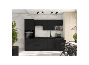 5906601405389 - Küchenmöbel -Set Linares 260 cm mit Hängeschränken Matt-Schwarz Loft - Furnix 5906601405389 - Küchenmöbel -Set Linares 260 cm mit Hängeschränken Matt-Schwarz Loft - Furnix