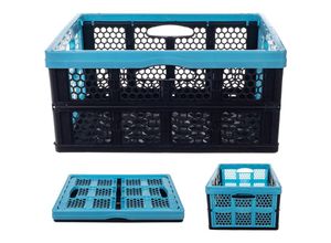5906638301722 - KADAX Klappkiste aus Kunststoff Faltbare Lagerkiste 32L Blau