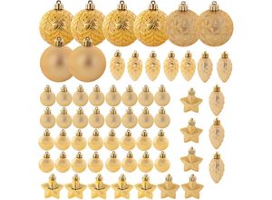 5906638309384 - KADAX Weihnachtskugeln aus Kunststoff Christbaumkugeln Set aus 60 Kuglen Gold