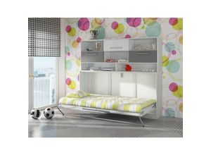 5906721157076 - Bim Furniture - Schrankbett Wandbett roger 90x200cm Horizontal + Regal Craft Weiß Graphit