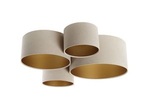 5906742022780 - 084-029 Plafond 4FLAME 4xE27 40W Velours auf PVC-Basis creme beige gold H34cm B92cmx88cm dimmbar - Bps Koncept