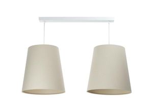 5906742023091 - Bps Koncept - 070-L2-224w Hängeleuchte boho 2xE27 40W Stoff strukturiert auf PVC-Kunststoff beige weiß H115cm L95cm Ø35cm dimmbar