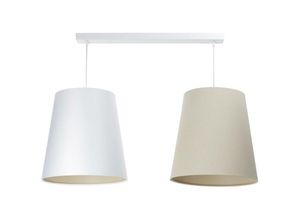 5906742023114 - Bps Koncept - 070-L2-227w Hängeleuchte boho 2xE27 40W Stoff strukturiert auf PVC-Kunststoff beige weiß H115cm L95cm Ø35cm dimmbar