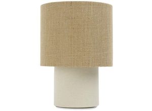 5906742025217 - 0E0s-M-130 Tischleuchte twist Velourstoff auf PVC-Basis creme weiß 1xE27 40W H29 Ø20cm mit Schalter - Bps Koncept