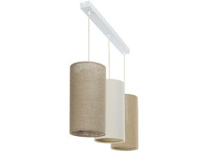 5906742029994 - 0T0-L3-007 Hängeleuchte boho elegant E27 3x40W Stoff strukturiert auf PVC-Kunststoff beige weiß H102cm Ø15cm dimmbar - Bps Koncept