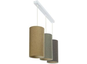 5906742030006 - 0T0-L3-008 Hängeleuchte boho elegant E27 3x40W Stoff strukturiert auf PVC-Kunststoff beige weiß H102cm Ø15cm dimmbar - Bps Koncept