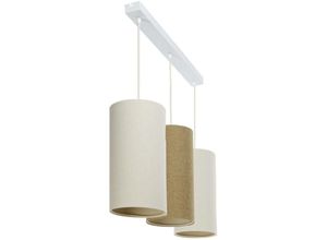 5906742030013 - 0T0-L3-009 Hängeleuchte BOHO ELEGANT E27 3x40W Stoff strukturiert auf PVC-Kunststoff beige weiß H102cm Ø15cm dimmbar