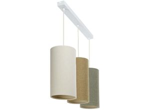 5906742030020 - 0T0-L3-010 Hängeleuchte boho elegant E27 3x40W Stoff strukturiert auf PVC-Kunststoff beige weiß grau H102cm Ø15cm dimmbar - Bps Koncept