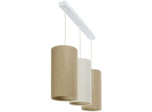 5906742030044 - 0T0-L3-012 Hängeleuchte boho elegant E27 3x40W Stoff strukturiert auf PVC-Kunststoff beige weiß H102cm Ø15cm dimmbar - Bps Koncept